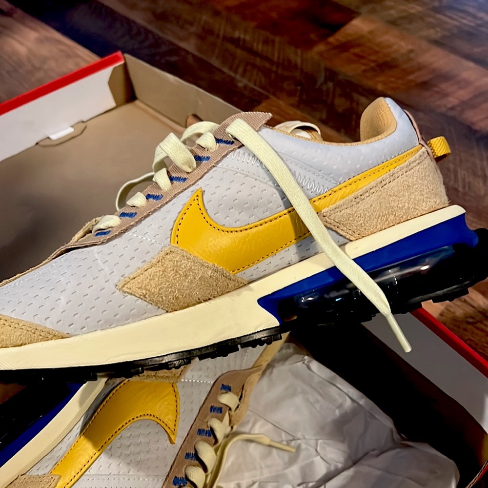 Nike Yellow and Blue Athletic Shoes with Retro-Inspired Design